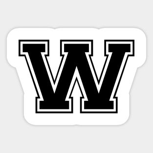 Initial Letter W - Varsity Style Design- Black text Sticker